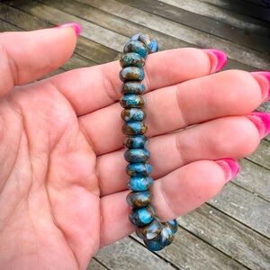 Handmade semiprecious Natural Blue Copper Turquoise stone bracelet